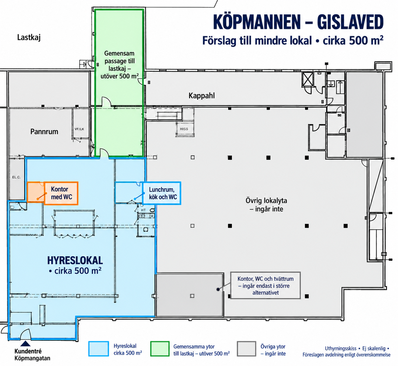 Köpmannen – mindre lokal, cirka 500 m² Butikslokal 1 350 m² i centrala Gislaved – för stormarknad, outlet eller utförsäljning